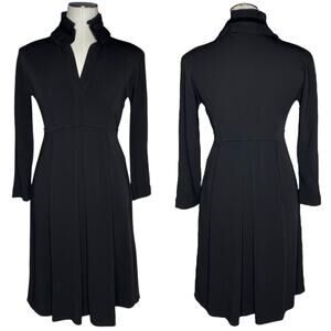 Piazza Sempione Black Pleated Collar Long Sleeve Dress
